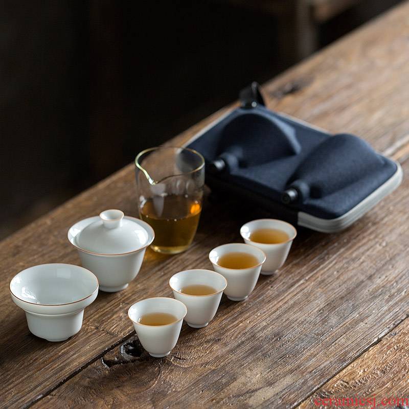 Travel tea set suit only kung fu tea set three tureen ceramic cups crack cup portable is suing Travel tea set