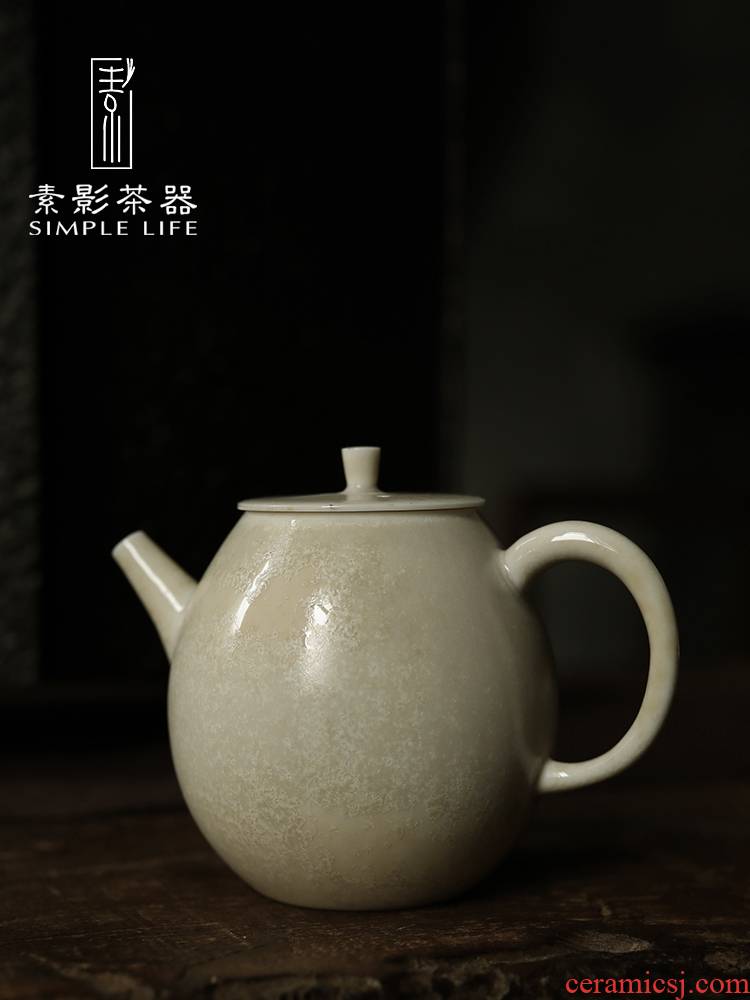 Plain film checking ceramic pot plant ash glaze teapot up household hand of autumn ", "the pot of restoring ancient ways single pot