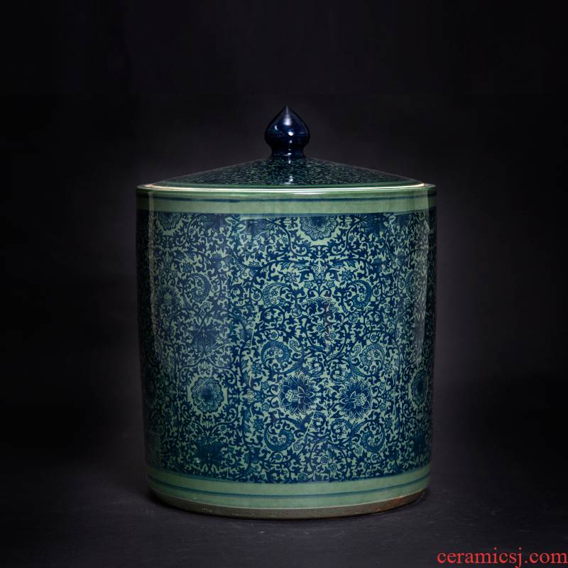 Jingdezhen ceramic flower tea pot straight home receive sealed storage tea caddy fixings