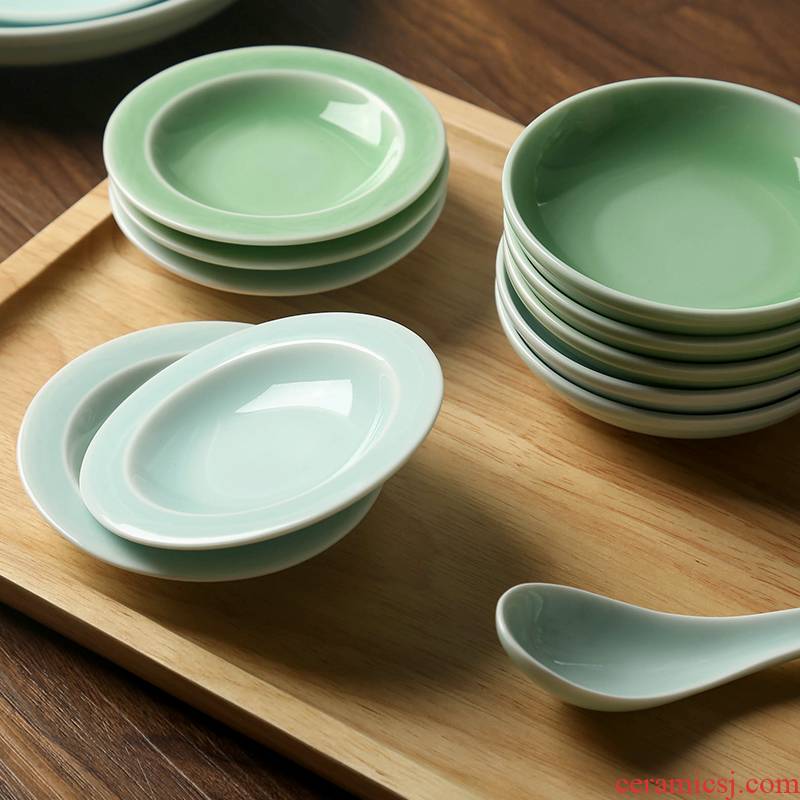 Longquan celadon snack plate vinegar flavor dish of Japanese household ceramics disc contracted sauce dish ipads plate creative cuisine dishes