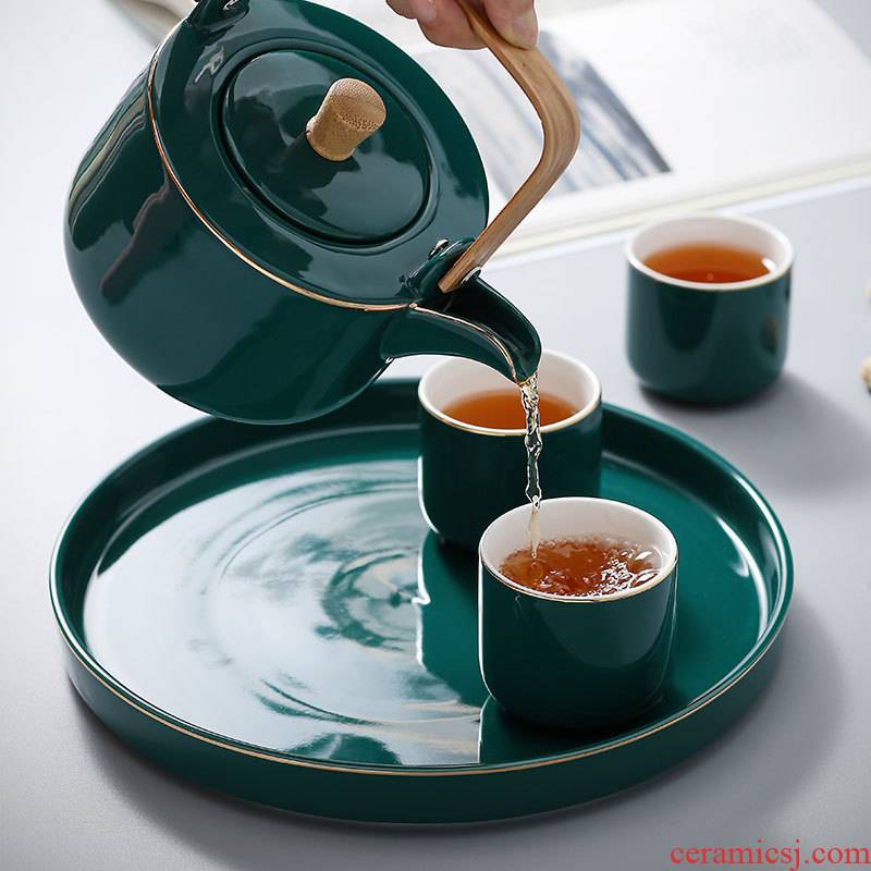 North European ceramic tea cup home outfit sitting room glass heat - resisting teapot teacup with cold water kettle suit