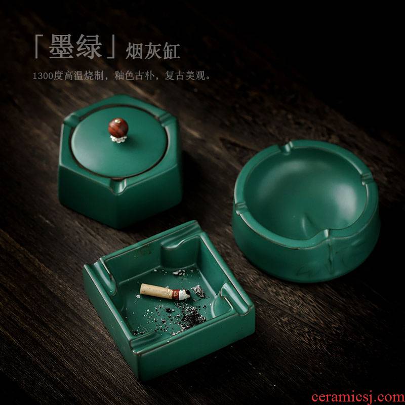 ShangYan ceramic ashtray creative home sitting room individuality creative ashtray custom office with restoring ancient ways with cover