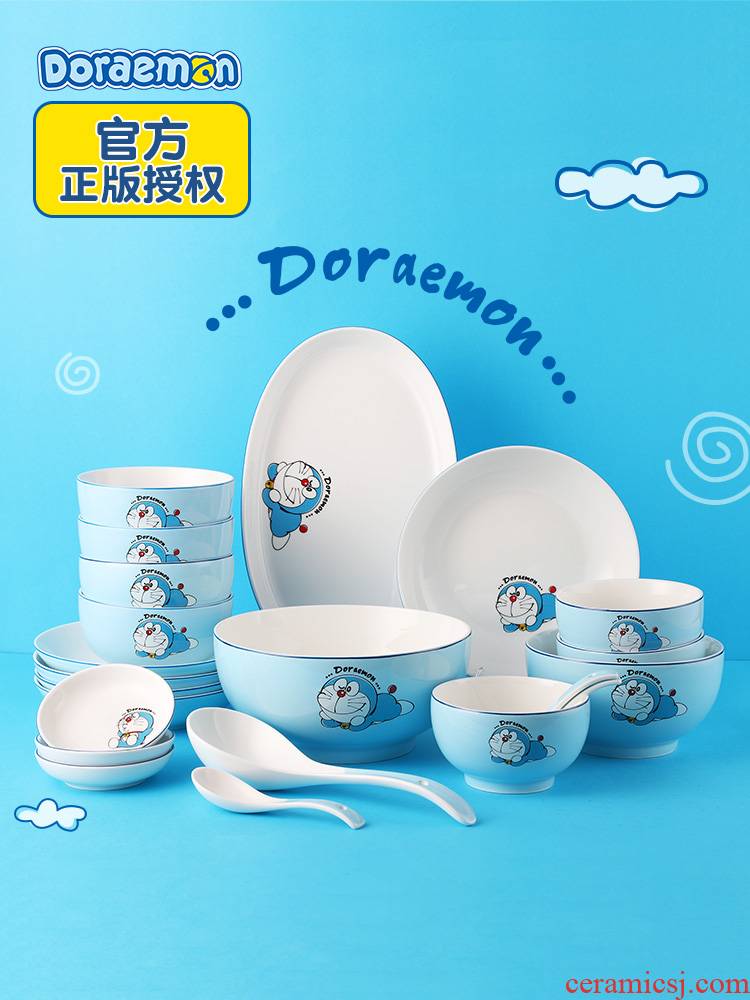Doraemon Japanese ceramics tableware, lovely creative move bowl dish plate of Chinese New Year dishes suit household composition