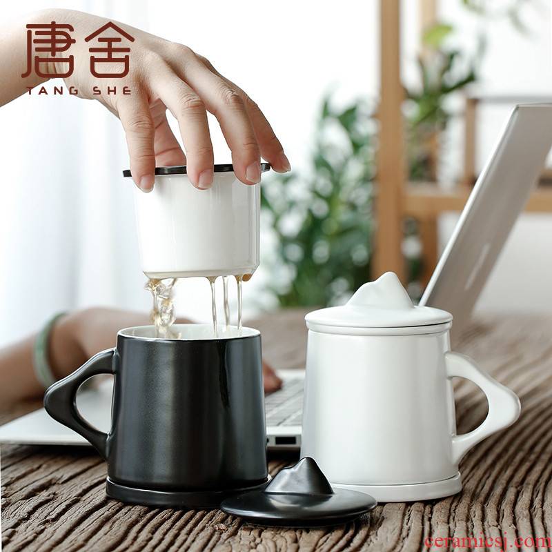 Tang s creative ceramic cups with cover filter couples cup keller office household Japanese tea cups