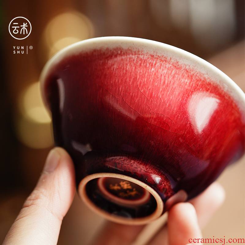 Cloud art of jingdezhen maintain ruby red cup of red glaze ceramic firewood lang up master cup single CPU kung fu tea cups