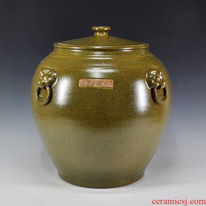 Extra large ceramic glaze barrel at the end of the jingdezhen porcelain pu 'er tea urn tea caddy fixings wake receives storage tank
