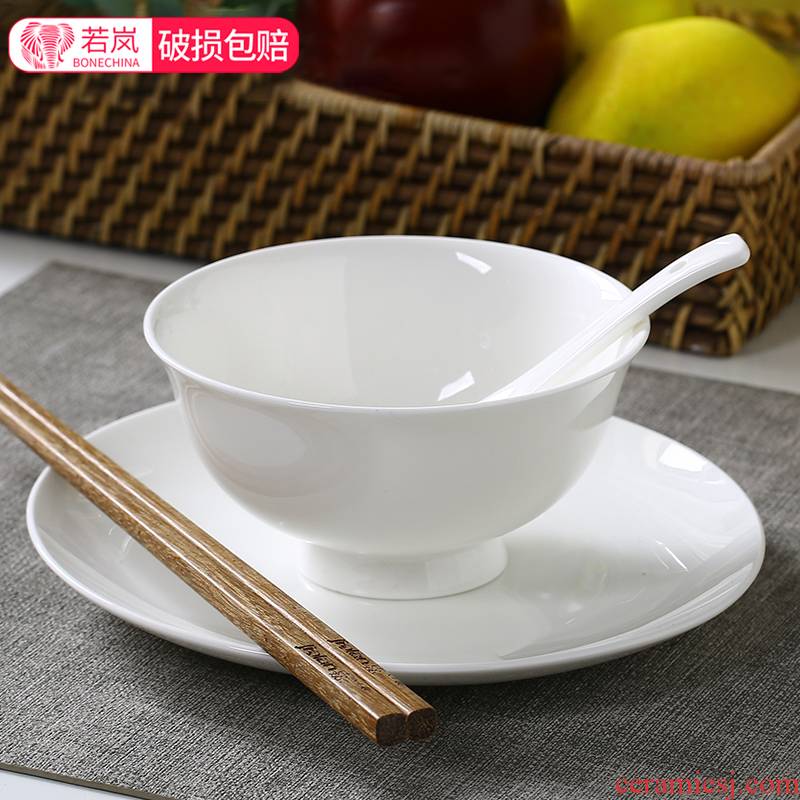 Pure white ipads porcelain household rice bowls bowl dish plate disk white health ceramic tableware a single large soup bowl