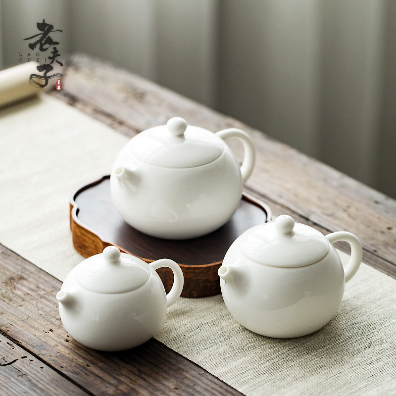 Dehua white porcelain beauty teapot single pot of household of Chinese style one size ceramic kung fu tea with filter device
