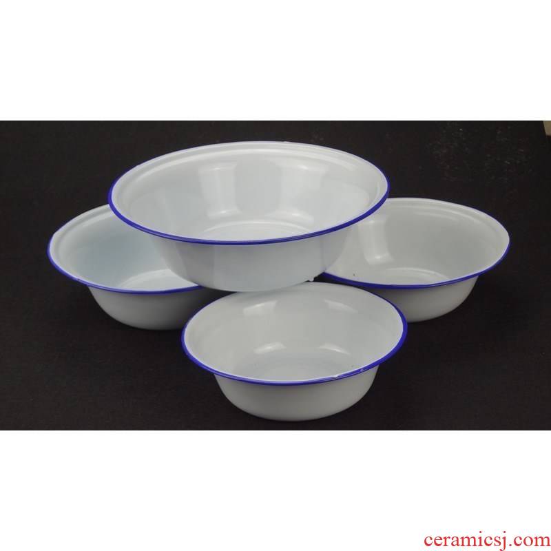Enamel bowls of soup basin nostalgic rice basin basin more size 16-22 cm plain soup bowl old blue and white edge