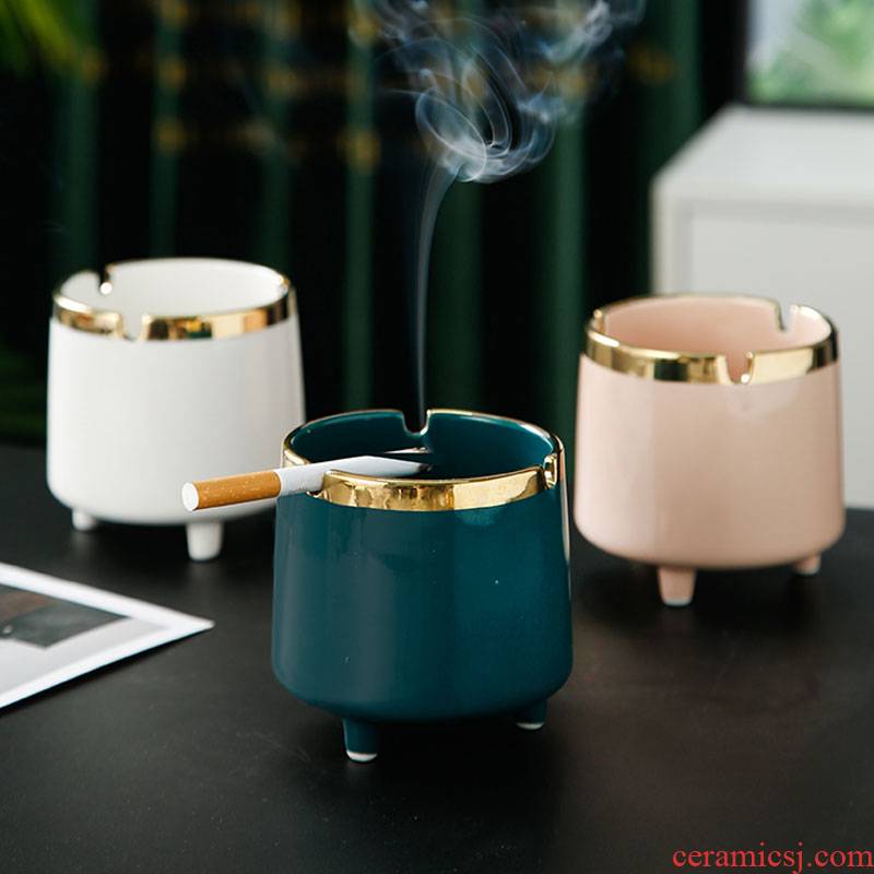 Emerald light key-2 luxury Nordic high - grade ceramic home sitting room ashtray and move trend in up phnom penh portable fly ash
