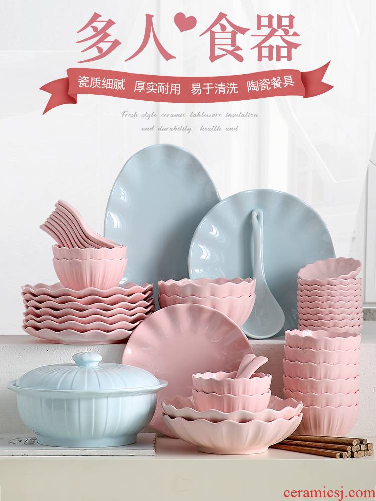 The dishes suit household Nordic web celebrity ins creative move ceramic tableware to eat bowl chopsticks Japanese composite plate