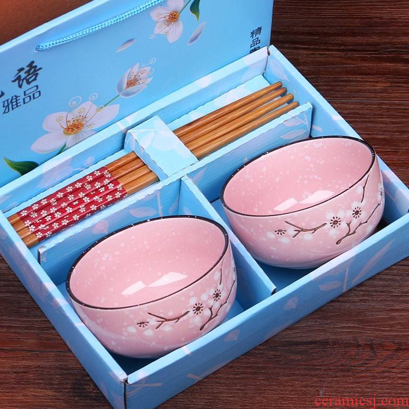 Dishes Korean chopsticks ceramic tableware Dishes picking 2 express cartoon household suit creative double move
