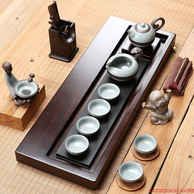 Friend is sharply stone tea tray was suit household kung fu of a complete set of purple sand tea pot cup tea table solid wood tea sea