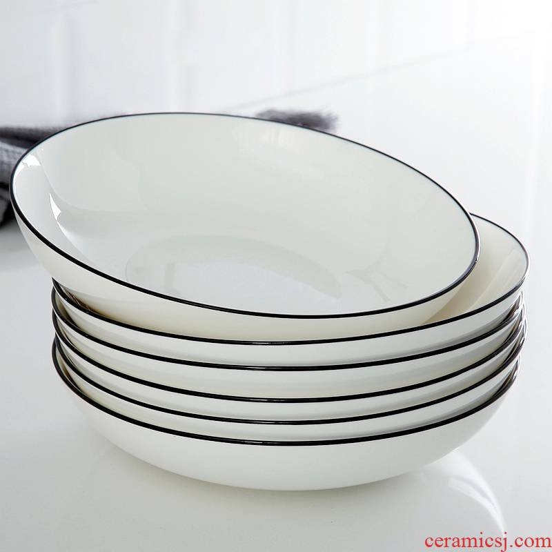 Creative black line in the ceramic deep dish dish dish household utensils dumpling dish dish deep expressions using irregular fruit plate