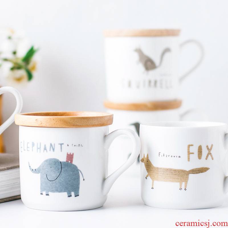 The content and lovely cartoon animals of ceramic keller cup contracted picking cups of coffee cup milk cup cup for breakfast