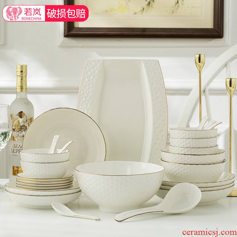 6 dishes suit household food European contracted creative relief cutlery set ceramic bowl plate combination of 10