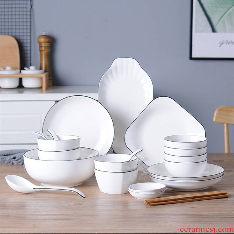 4 dishes suit household contracted tableware 6 people creative Japanese ipads bowls with composite ceramic bowl dishes for dinner