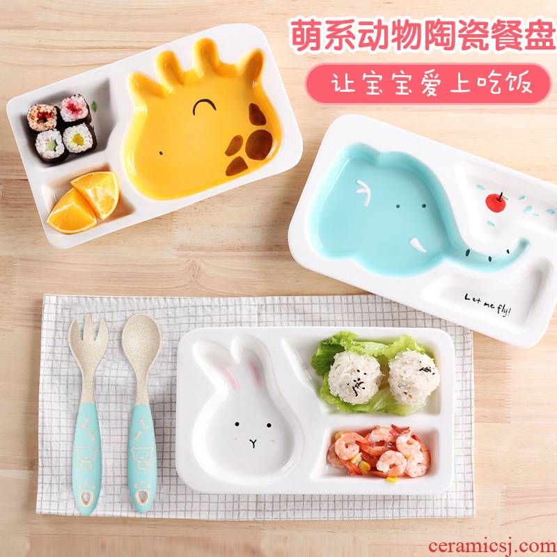 Creative cartoon Japanese - style tableware ceramics baby children suit means household space breakfast dish bowl meal plate