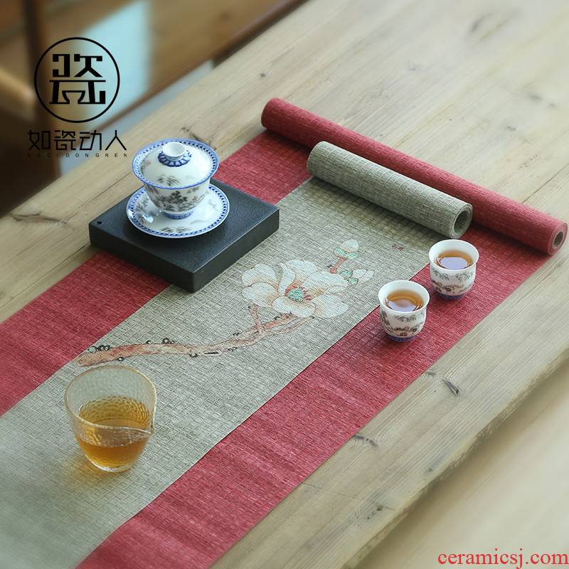 Mat cotton cloth art restores ancient ways to as porcelain and moving tea zen Japanese dry tea table Mat ground tea set table flag