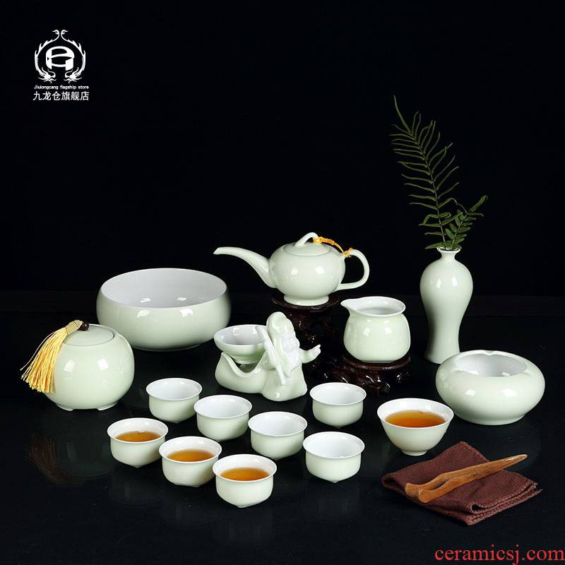 DH of jingdezhen tea service suit household celadon kung fu tea set ceramic cups I and contracted teapot small cups