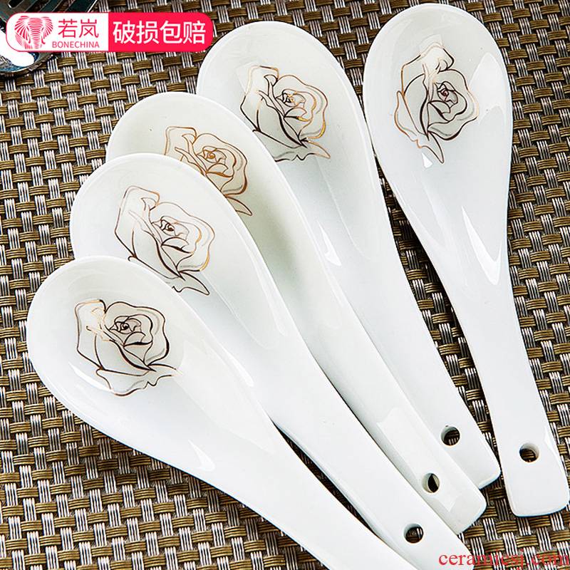Single ipads China dinner spoon ladle soup spoon to ultimately responds soup spoon, ceramic short adult small and pure and fresh household porcelain run out