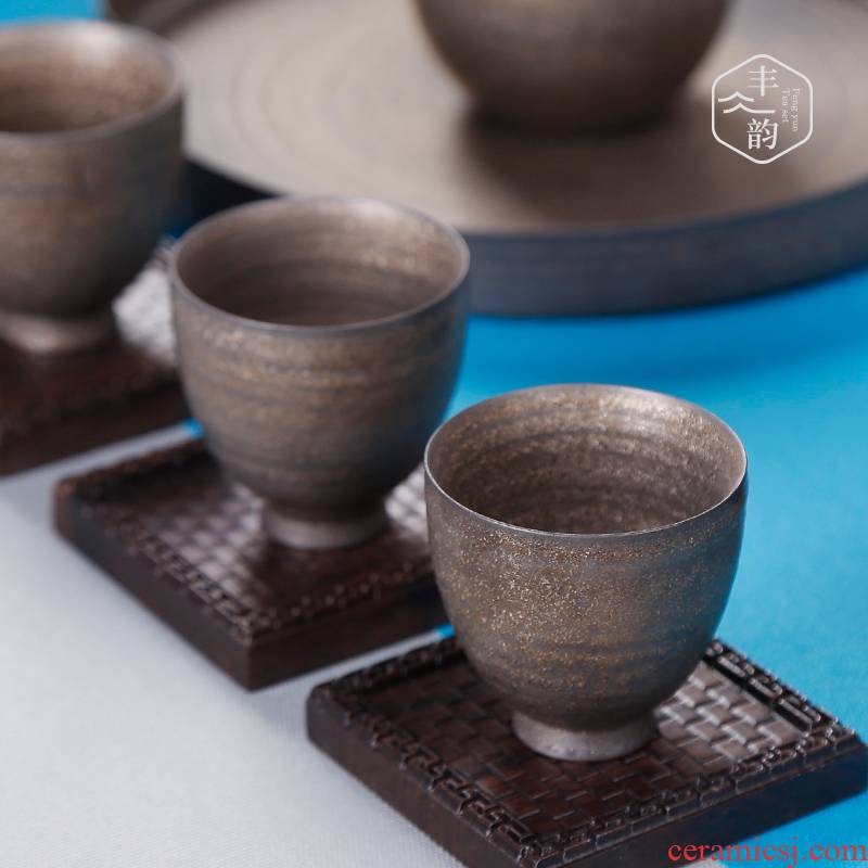 Creative coarse pottery master of kung fu tea cups ceramic tea set small single CPU household Japanese character manual sample tea cup