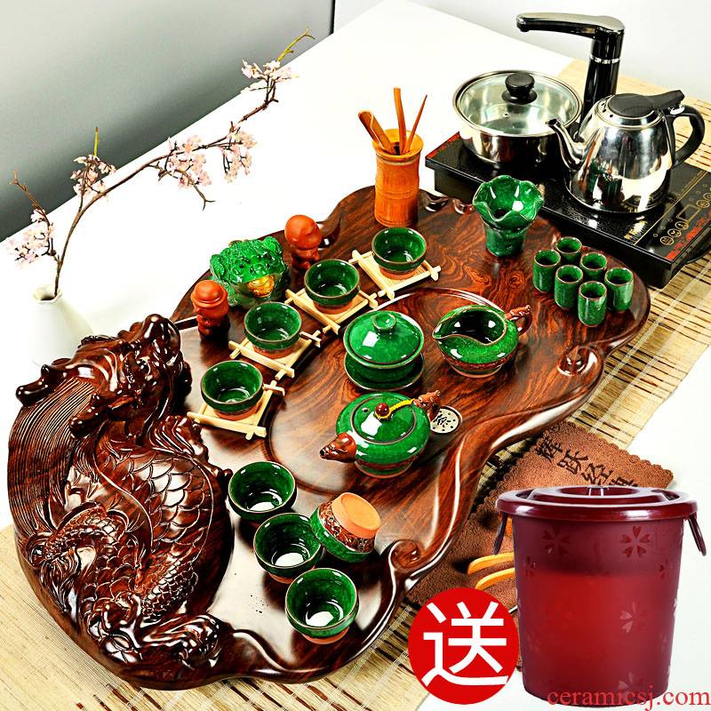 Hui, make tea kungfu tea set science and technology, wood tea tray tea your up ceramic tea set four unity of a complete set of the sea
