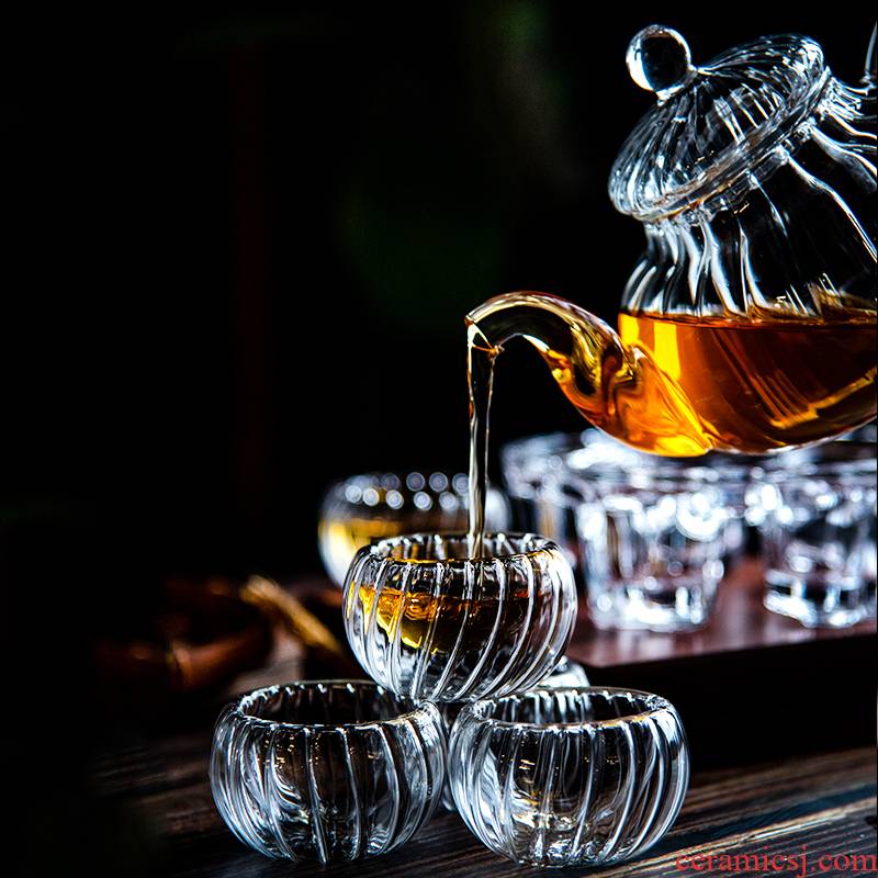 Kung fu TaoDian thickening heat - resistant glass tea set household filter refractory glass tea fruit flower pot