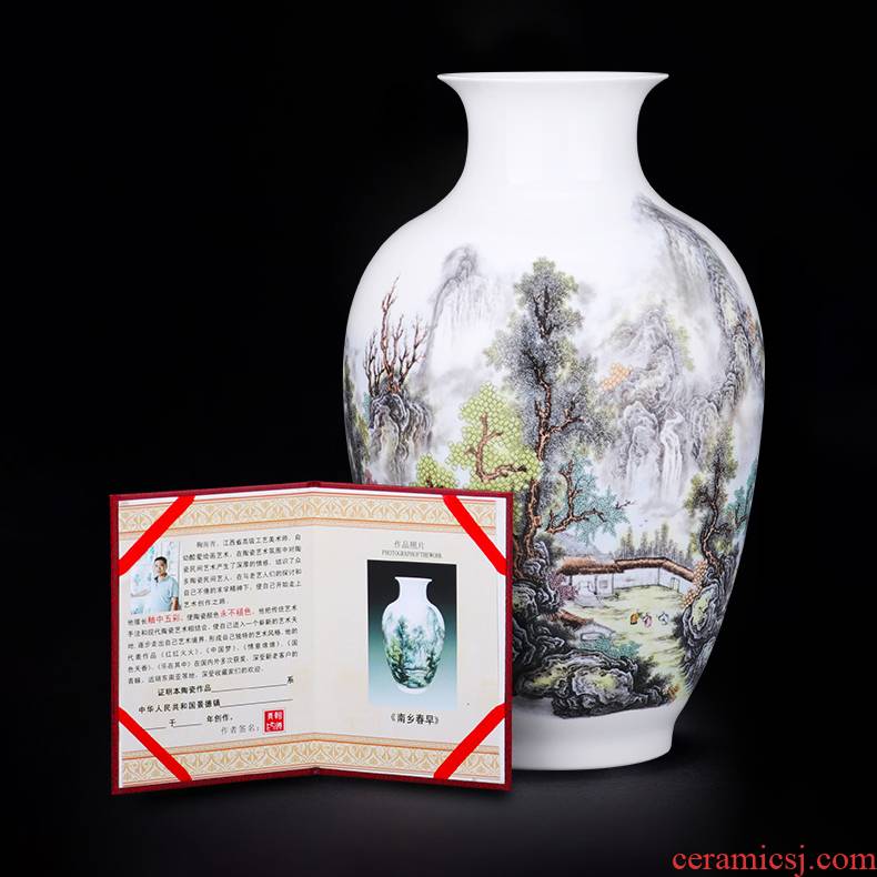 Jingdezhen ceramics pastel landscape vase furnishing articles of modern home sitting room flower arranging wine TV ark, adornment