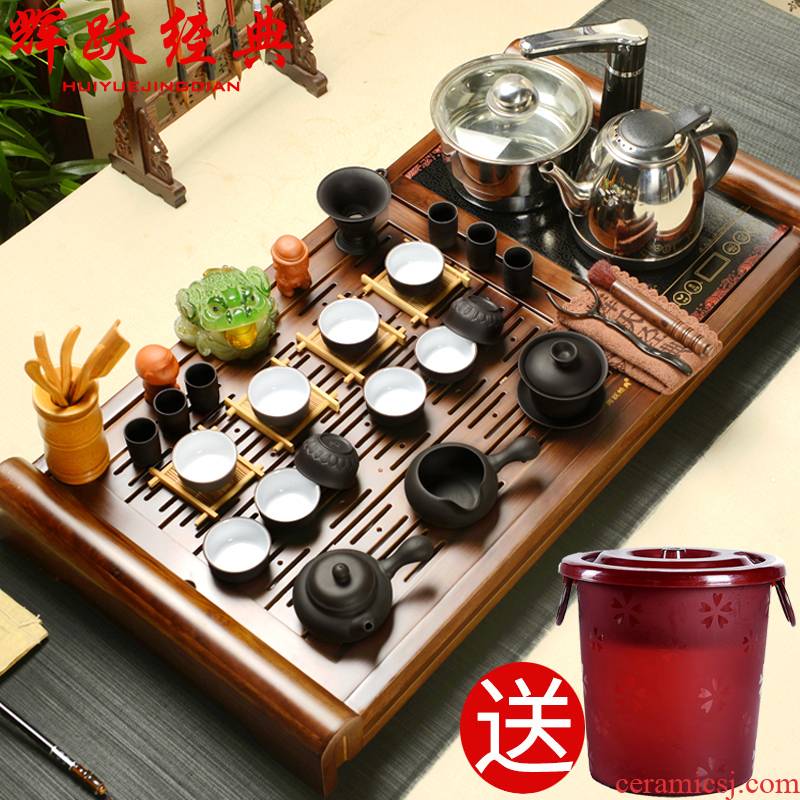 Hui, make ice crack kung fu tea set suits for your up ceramic up of a complete set of induction cooker solid wood tea tray