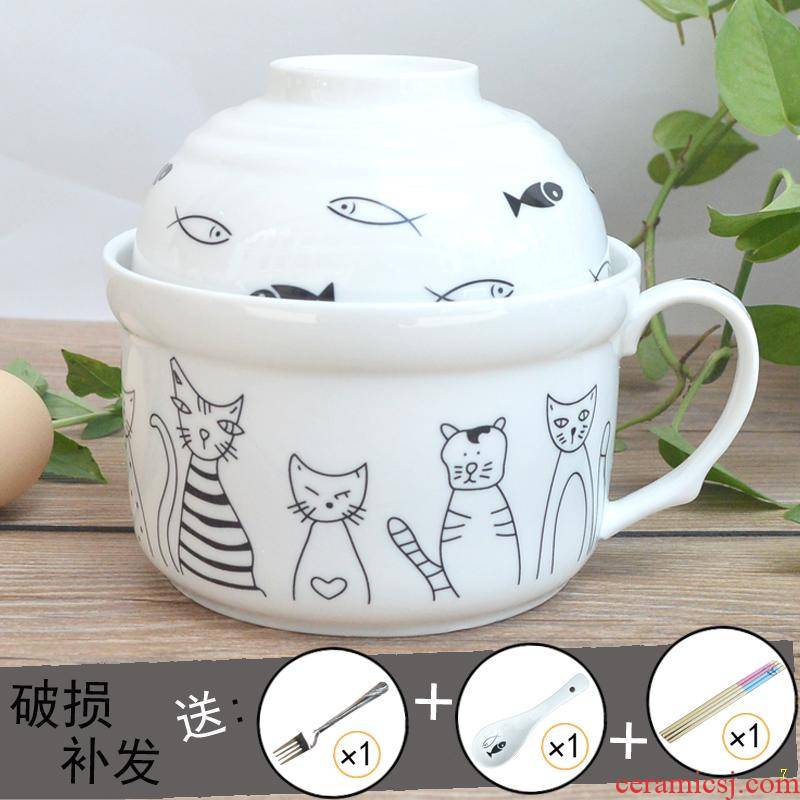 To use the to play big ceramic tableware ceramics cafeteria lunch cartoon with rice noodles microwave oven capacity express tureen lunch box
