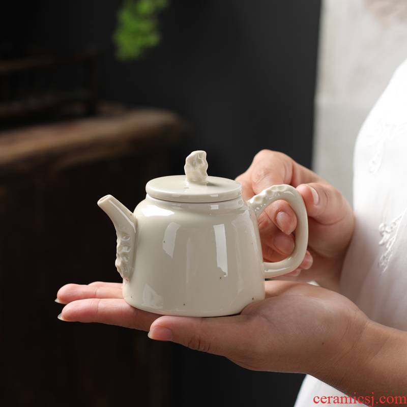 Poly real (sheng plant ash little teapot checking ceramic single pot of restoring ancient ways is kung fu tea set Japanese thin foetus teapot household