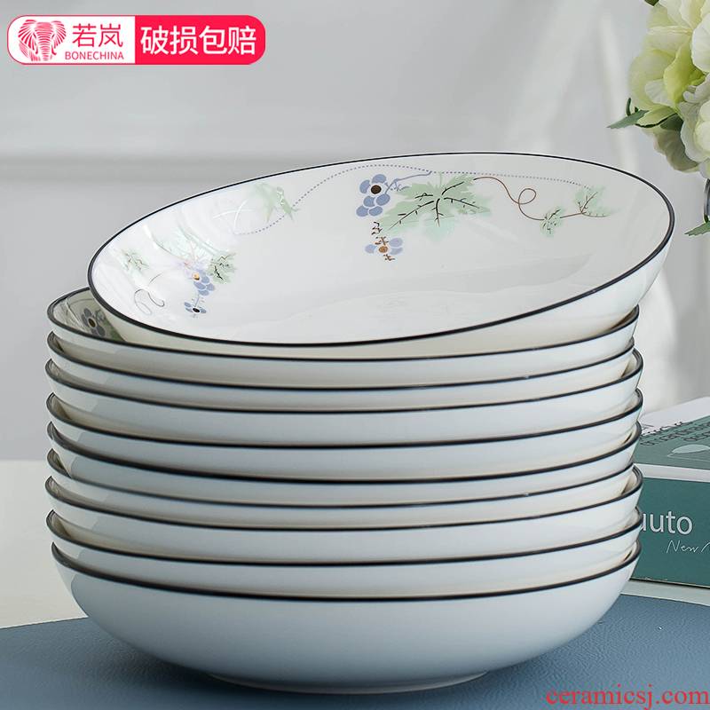 Dish Dish Dish of household ceramic disc square plate combination suit deepening Dish soup plate deep Dish 10 number happens