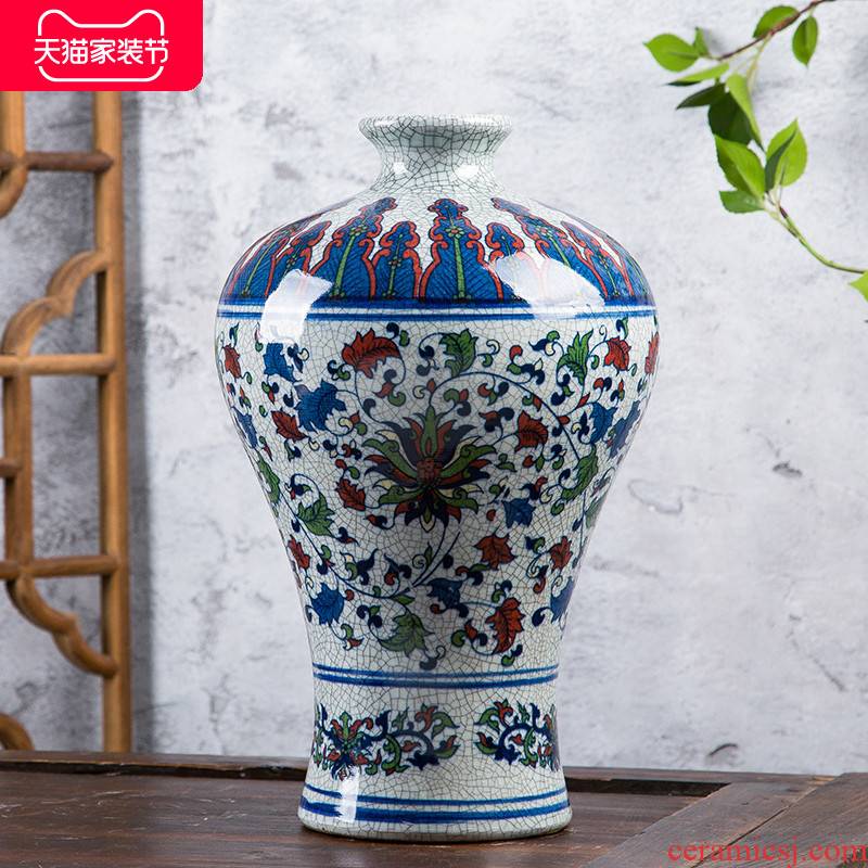 Jingdezhen ceramics up crack antique vase colorful furnishing articles flower arranging home sitting room adornment handicraft
