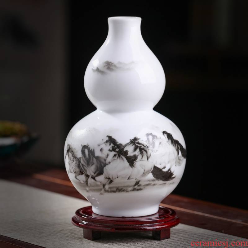Jingdezhen ceramics town curtilage lucky Chinese style living room furniture and furnishing articles wine gourd vase decorative arts and crafts