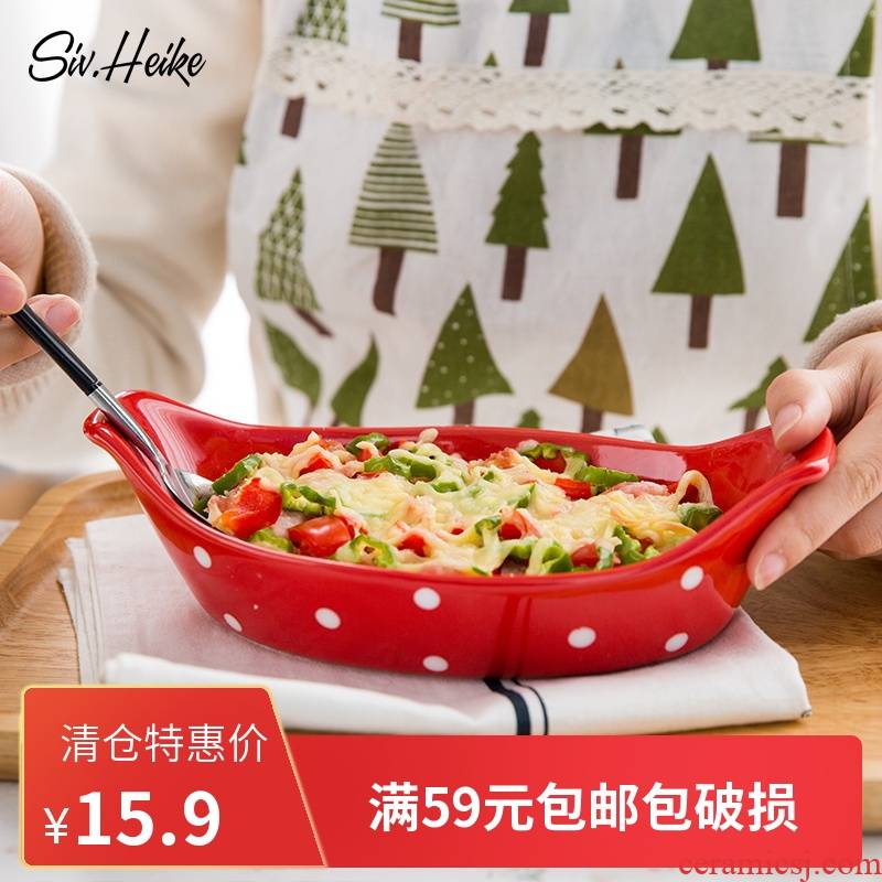 European wave point home with the ceramic rectangle ears cheese baking oven baking dish plates tableware