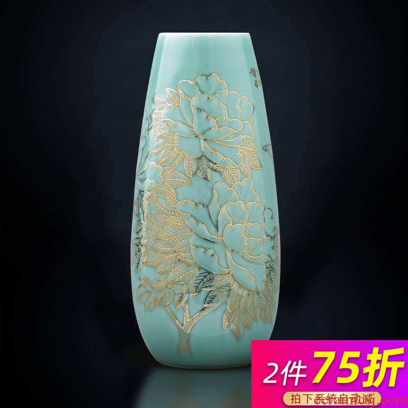 Master of jingdezhen ceramics hand - made the see colour blue glaze vase blooming flowers f tube TV ark adornment furnishing articles
