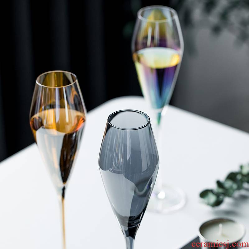 Crystal TaoDian hand blown lead - free glass of champagne tall foot cup wedding glass transparent glass bubbles