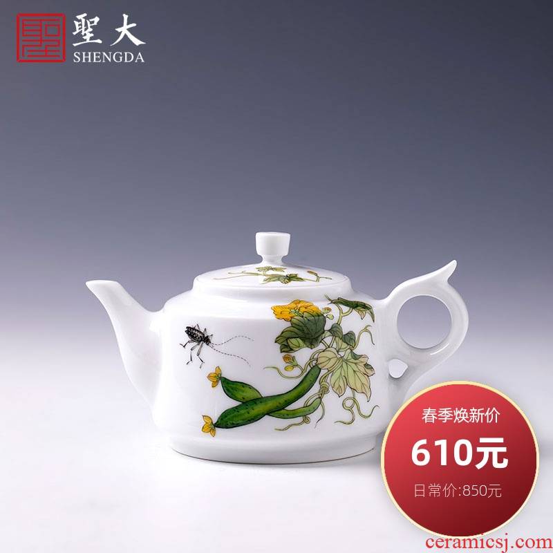 Holy big teapot hand - made ceramic kung fu colored enamel loofah teapot teapot single pot all hand of jingdezhen tea service