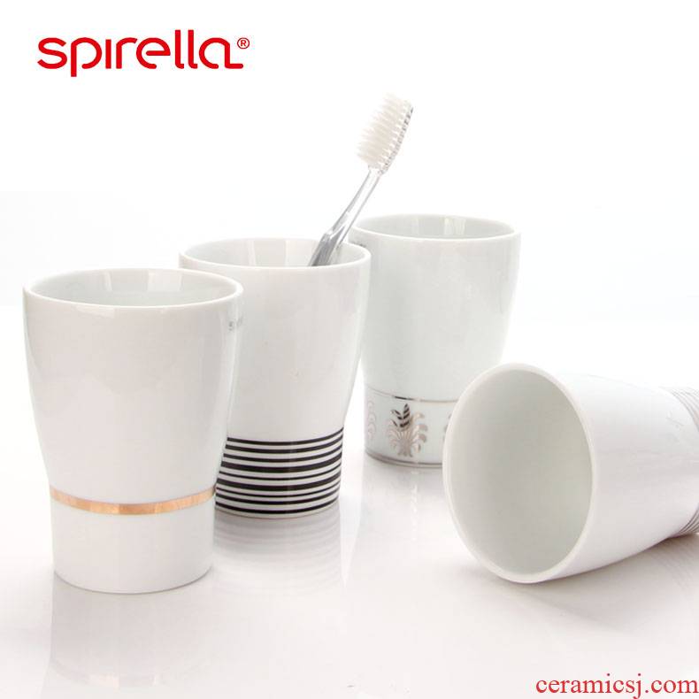 SPIRELLA/silk pury creative gold striped suit bathroom couples ceramic tooth brush your teeth gargle cup