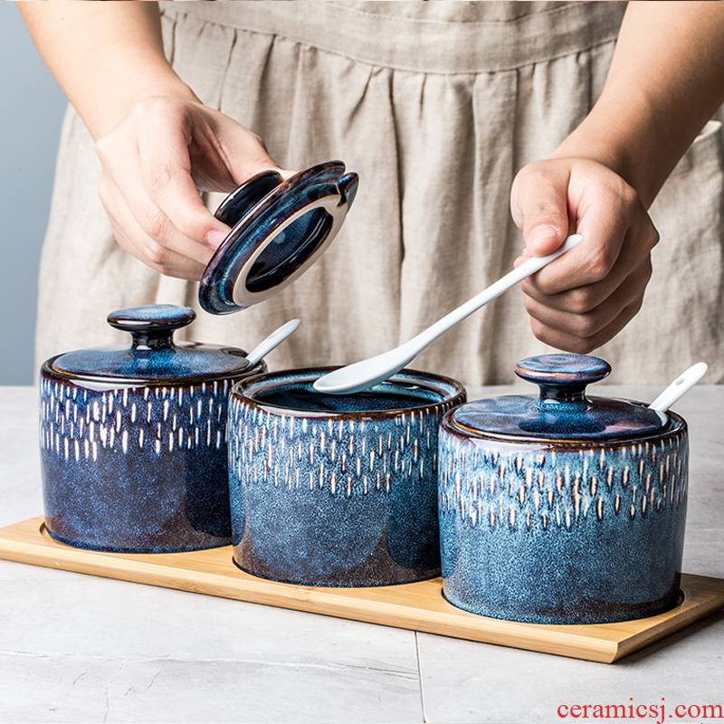 Ceramic household seasoning as cans creative Nordic kitchen, cooking seasoning sauce vinegar jar sugar pot monosodium glutamate in combined packages
