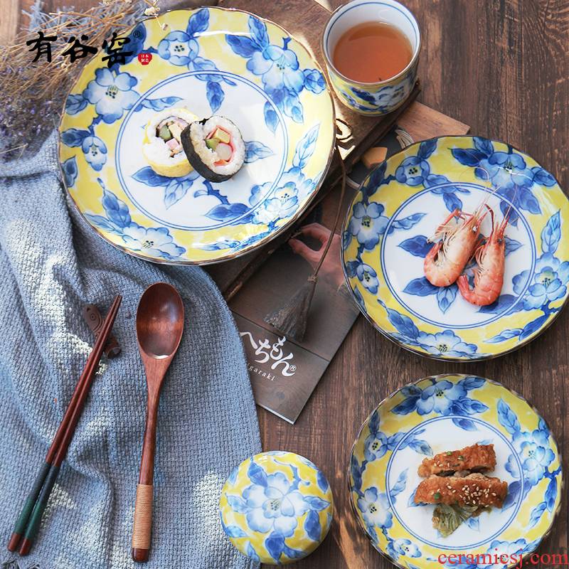 Japan imports ceramic bowl under the glaze color dim sum dish Japanese household dish dish and tableware by the valley of the life