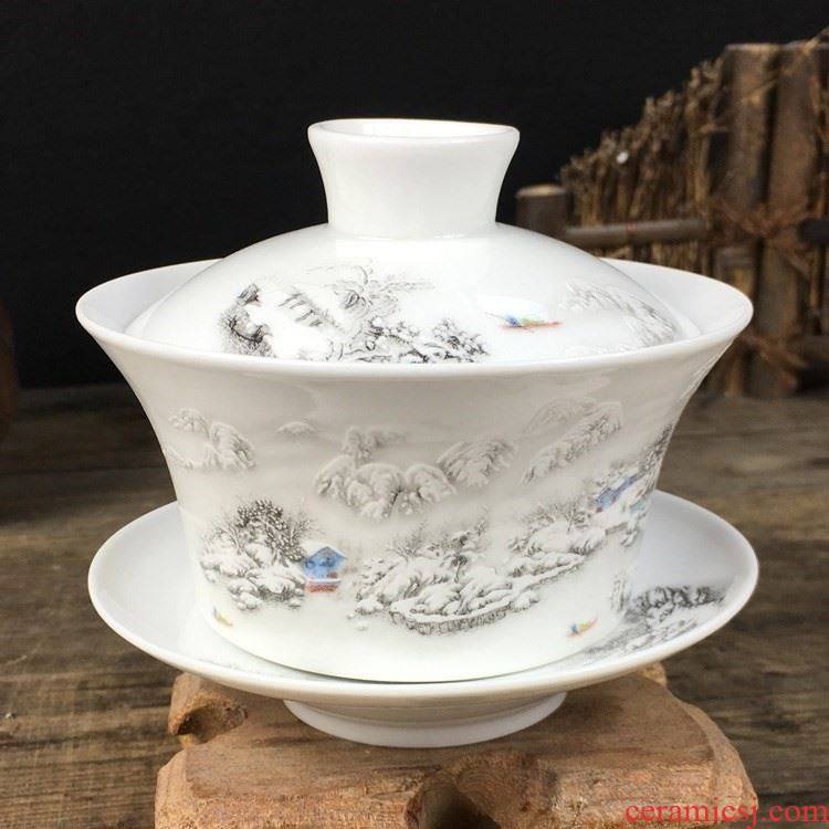 Ancient tea set of the qing dynasty the large capacity make tea tea tureen lid ceramic bowl large collection kung fu tea cups