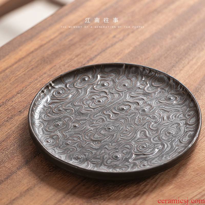 Jiangnan past Japanese xiangyun round small dry plate ceramic kung fu tea zen pot of tea accessories household