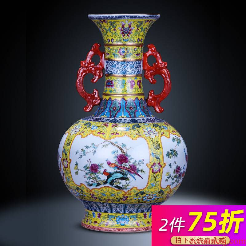 Jingdezhen ceramics vase archaize ears flower arrangement of Chinese style restoring ancient ways is sitting room home TV ark adornment furnishing articles