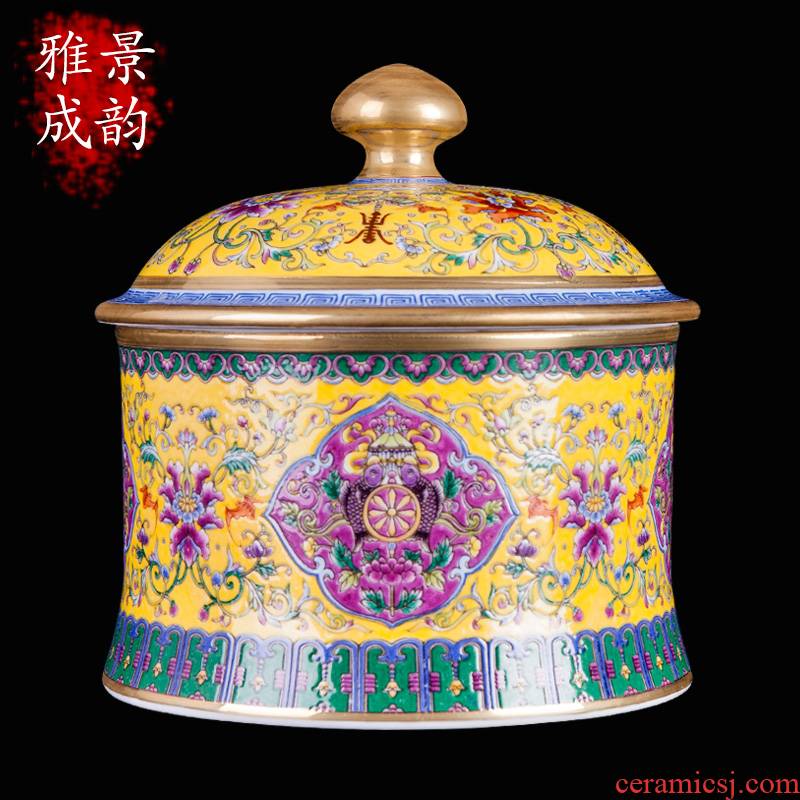 Jingdezhen ceramic cake tea to wake, the seventh, peulthai the POTS of household deposit tea POTS porcelain jar storage place