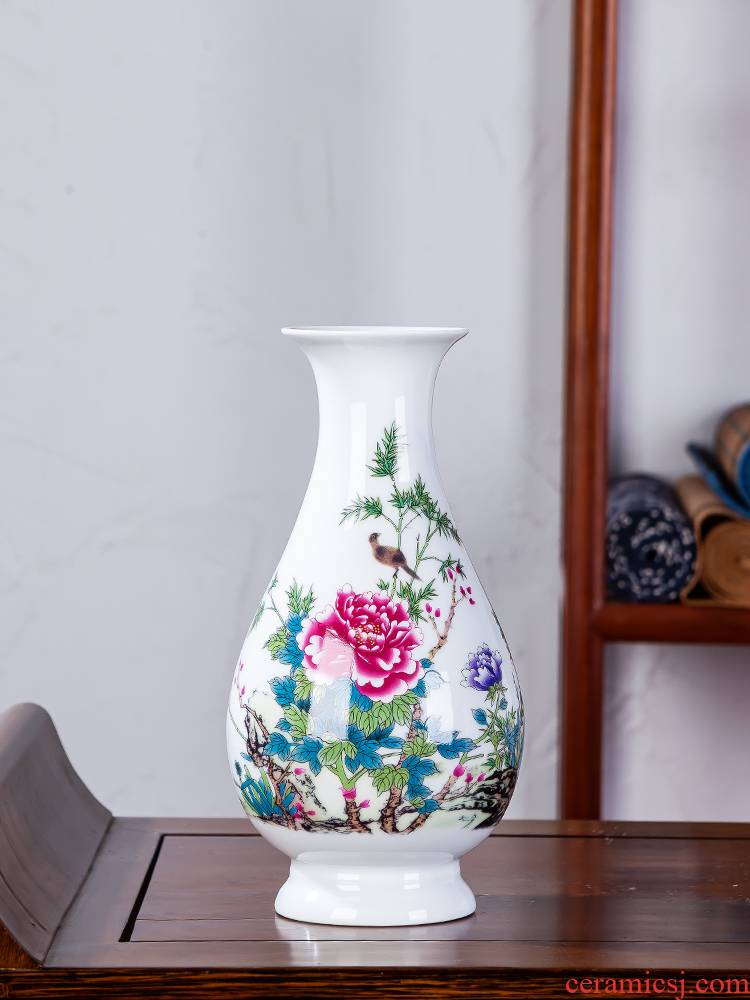 Jingdezhen ceramics floret bottle furnishing articles dried flower arranging flowers to decorate the modern Chinese jade guanyin sitting room net bottles of furnishing articles