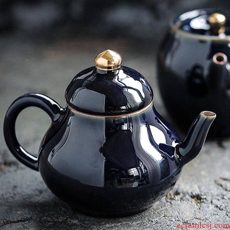 Porcelain heng tong ji blue ceramic teapot single pot of Japanese kung fu tea set home office contracted filter side put the teapot