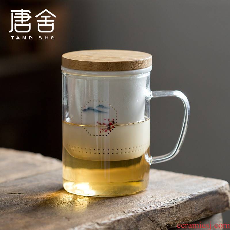 Tang s hand - made of ceramic filter heat - resistant glass tea cup mark cup with cover office men and women spend cup cup water