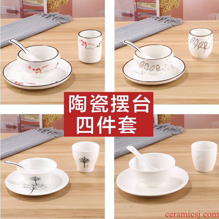 Five - star hotel, hotel supplies pure white ceramic tableware suit to upscale office 4 times hotel restaurant dishes